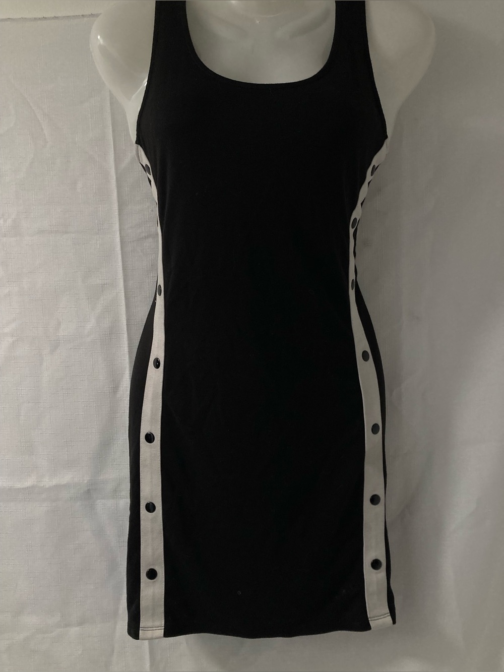 Divided Black White Snap Side Tank Bodycon Mini Dress M